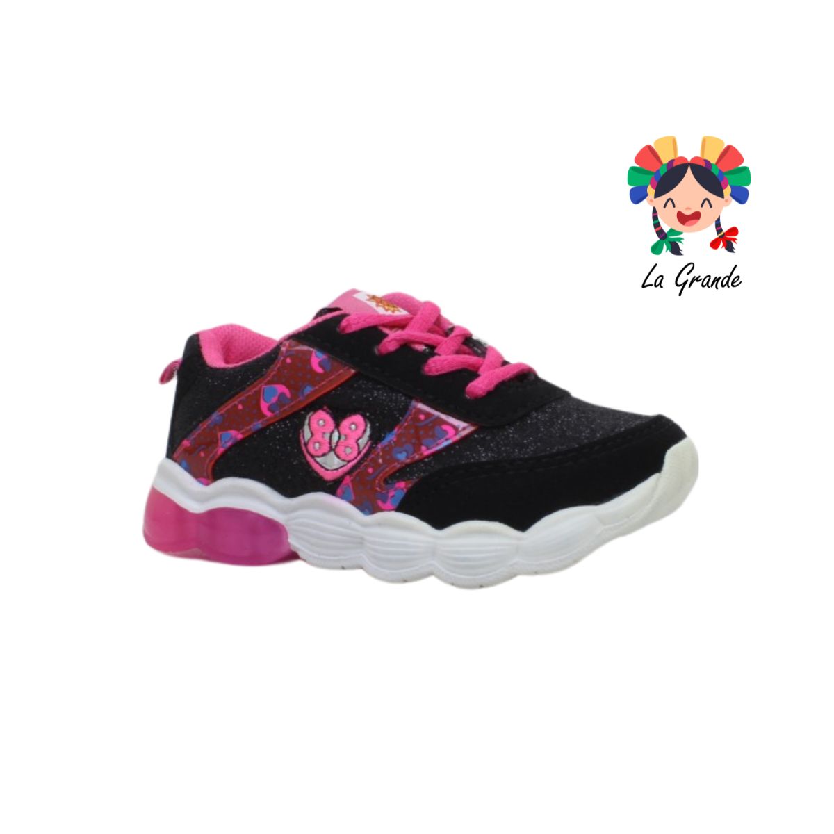 043 SUNS Negro Fiusha Neon Tenis para Niña