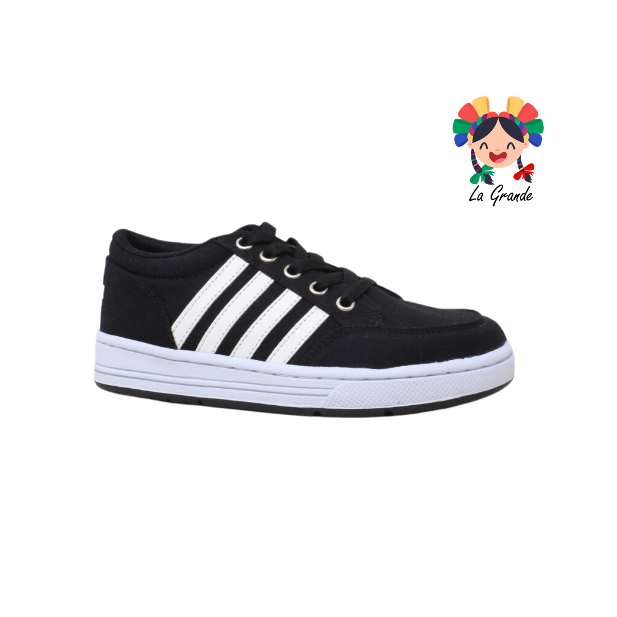 04 DHILA Negro Blanco Tenis Casual para Dama, Joven y Caballero