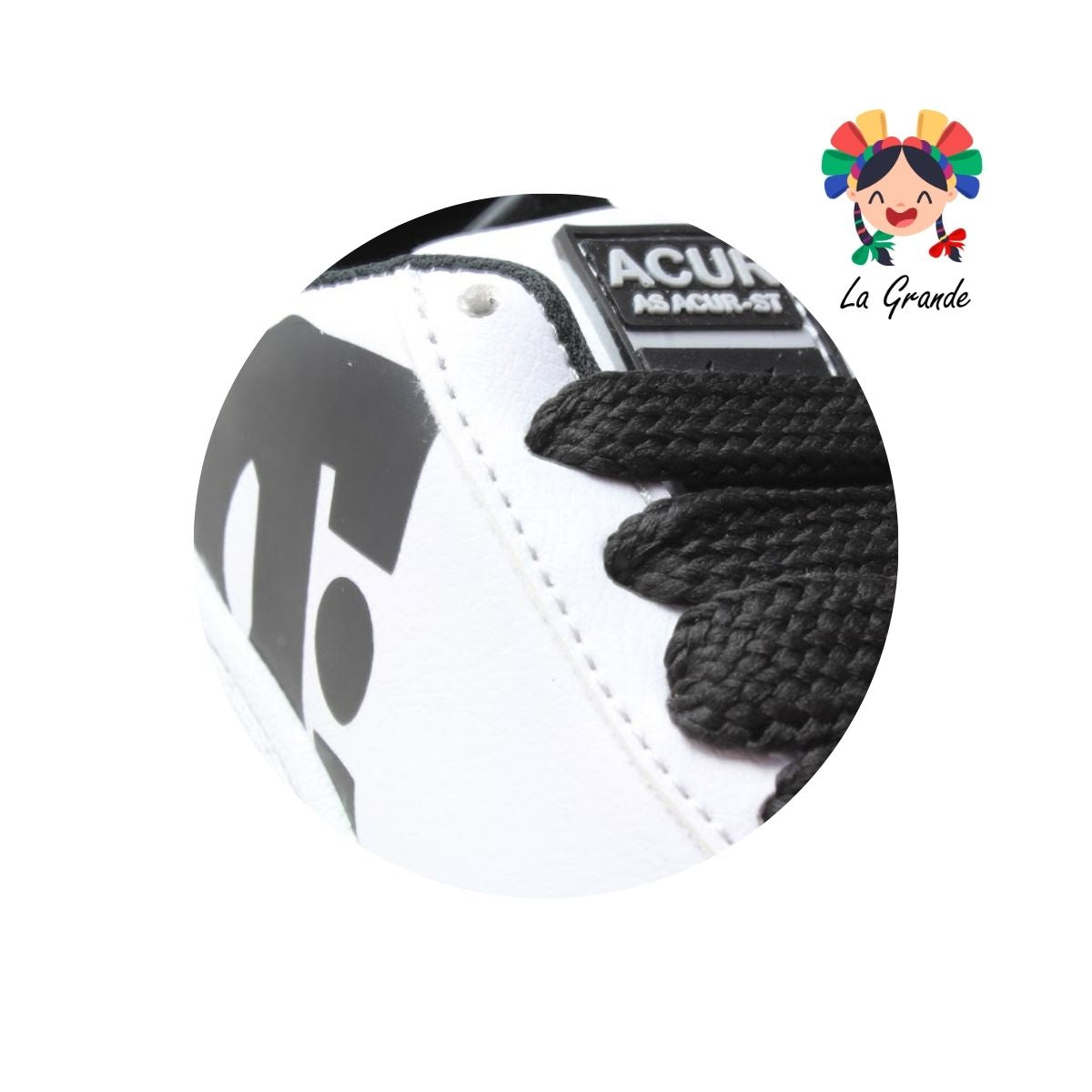 053 ACUR-ST Blanco Negro Tenis Casual para Niña y Niño