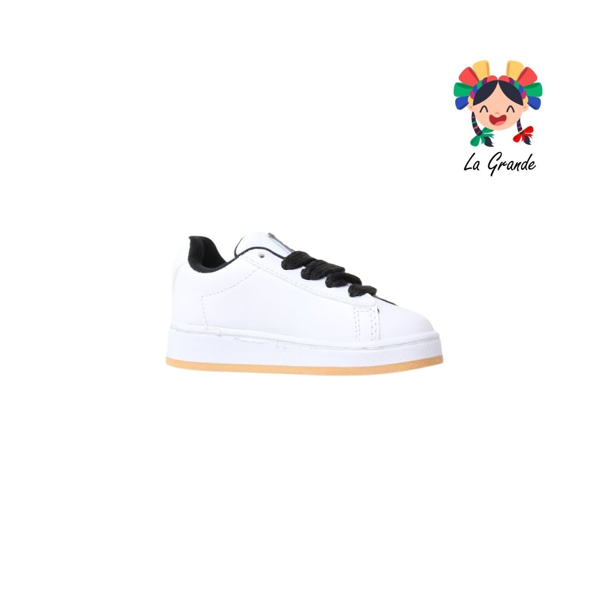 053 ACUR-ST Blanco Negro Tenis Casual para Niña y Niño