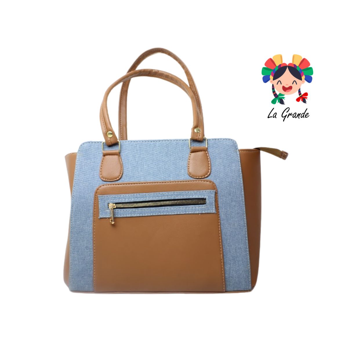 054 Bolsa Grande Camel Mezclilla para Dama