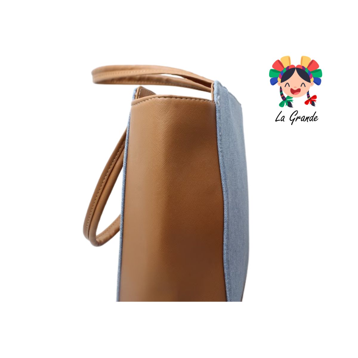 054 Bolsa Grande Camel Mezclilla para Dama