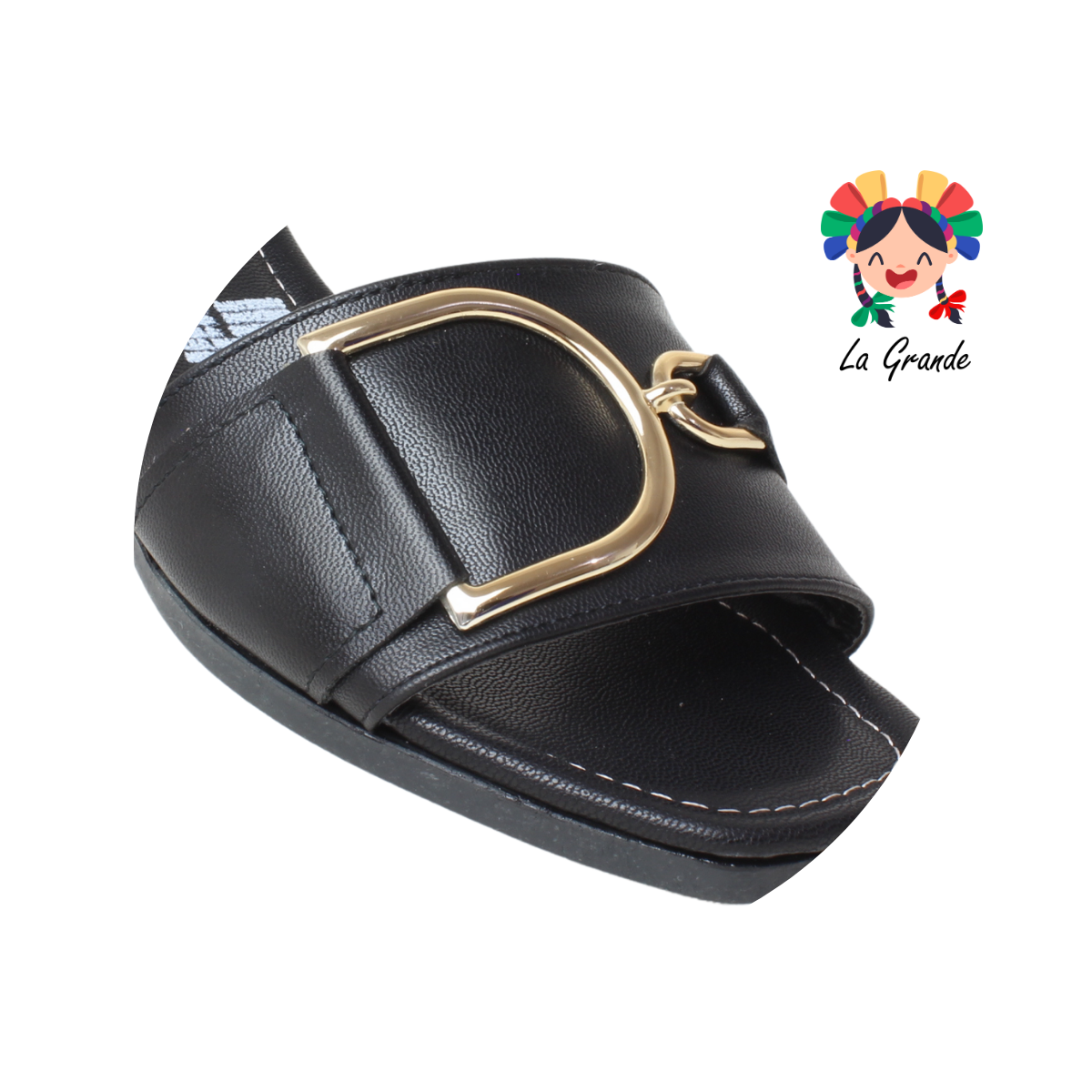 074 MARI ROSS Negro Cabra Sandalia Casual para Dama