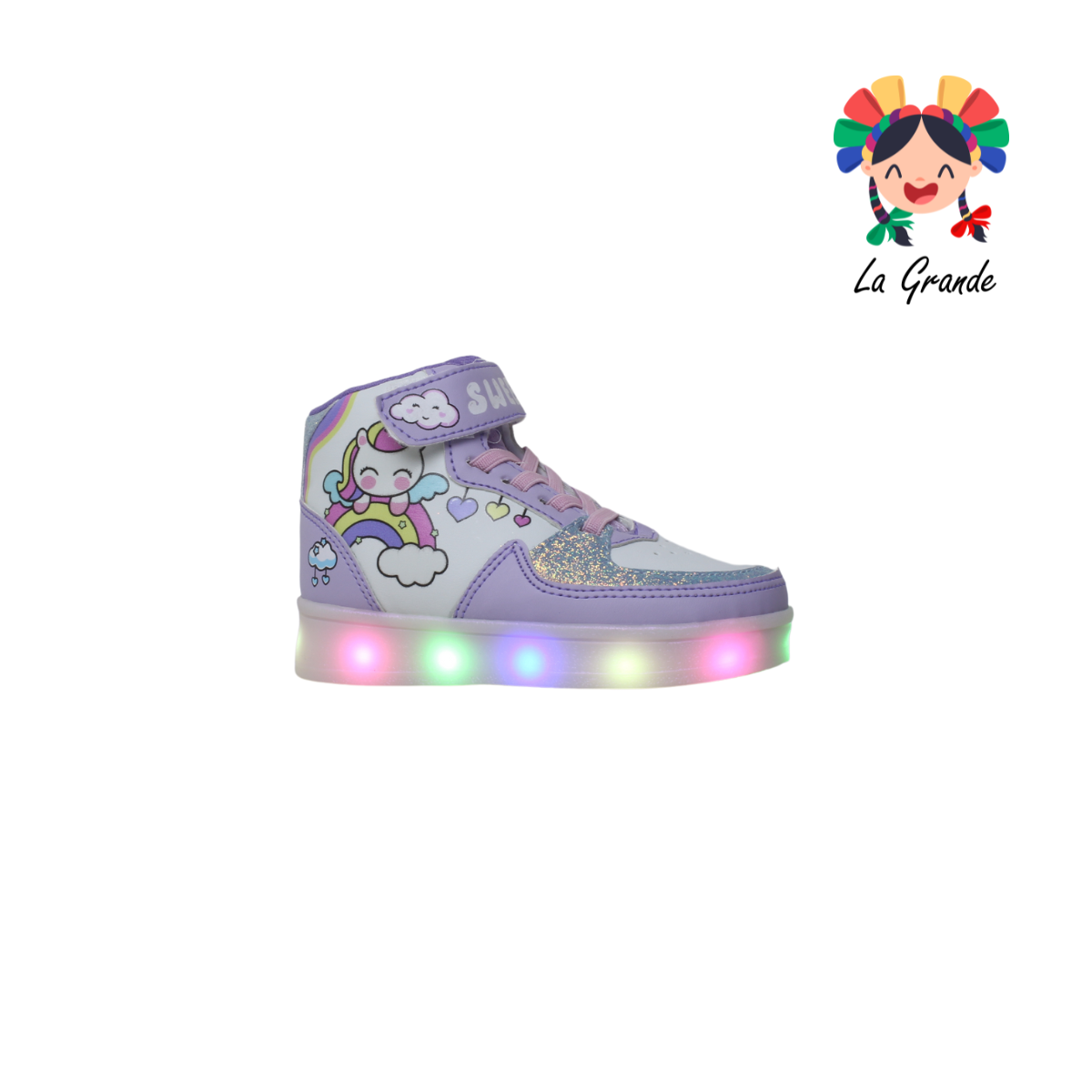 082 80 SPACE BOYS Blanco Lila tenis tipo bota con luces LED infantil n Zapateria la Grande