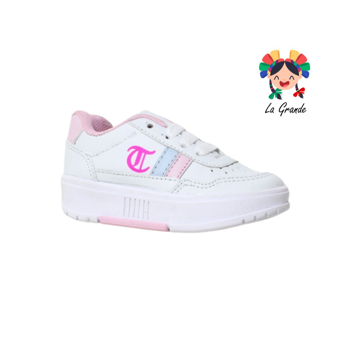 084 CAGS Bco Rosa Cielo Sint Tenis Casual para Niña
