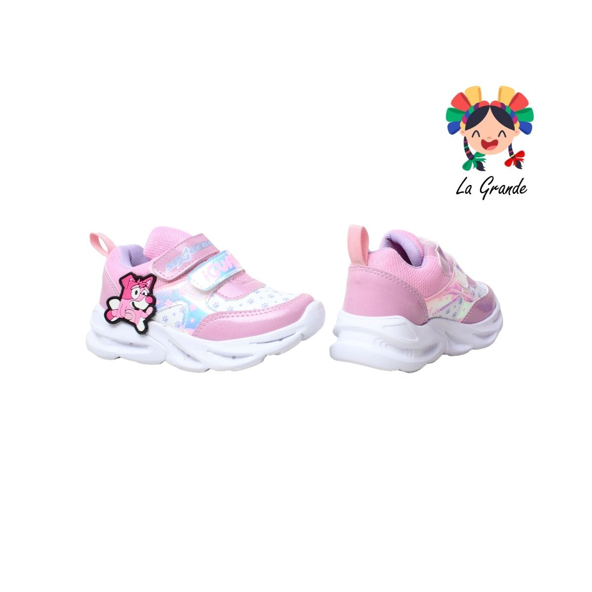 087-100 SPACE BOYS Rosa Blanco Tenis Deportivo para Bebé y Niña