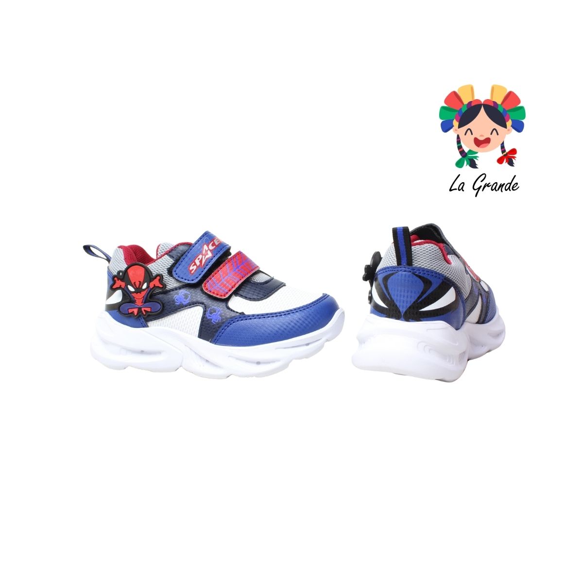 087-20 SPACE BOYS Blanco Gris Tenis Deportivo para Bebé, Niña y Niño