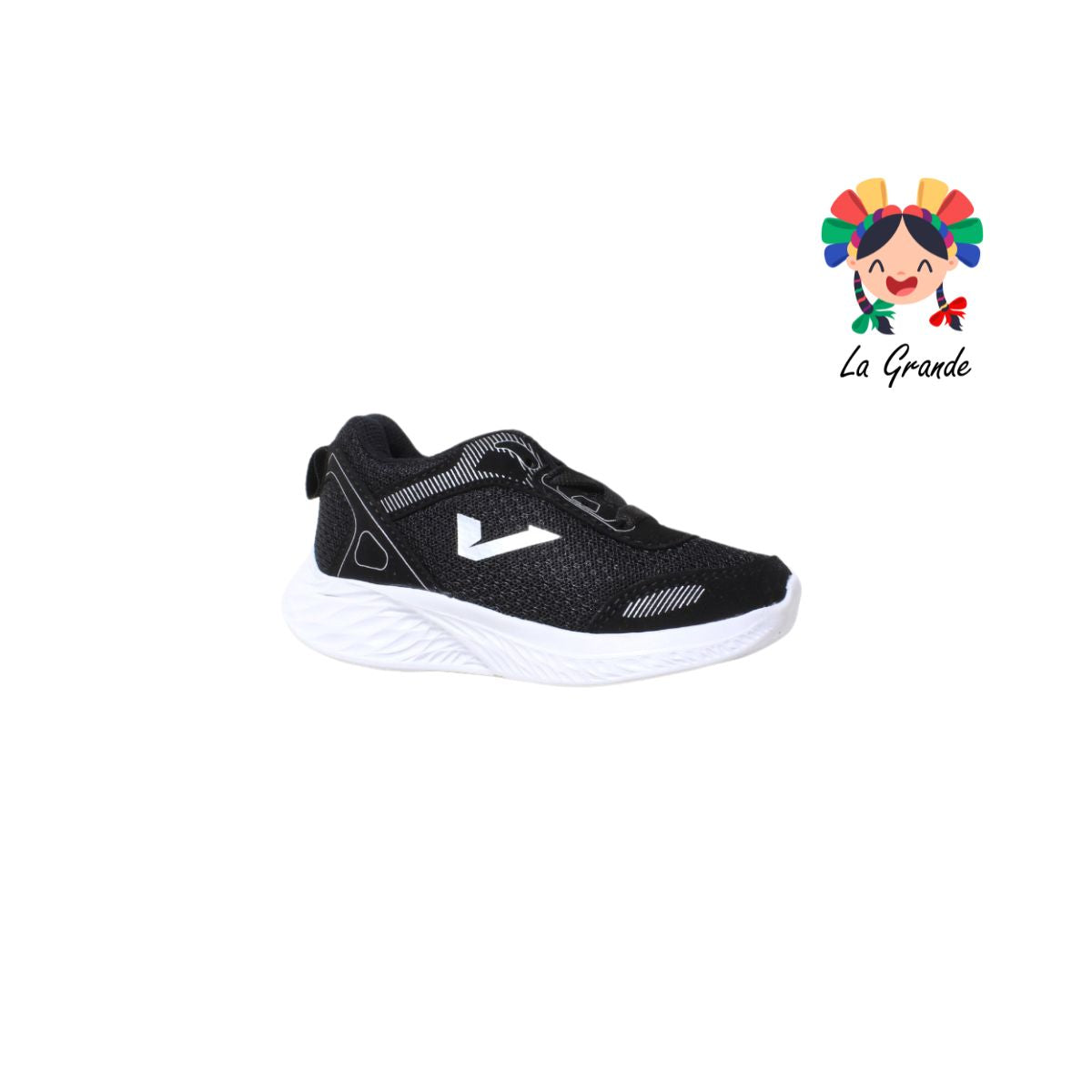 08 KIEV Negro Blanco Tenis Deportivo para Niña y Niño