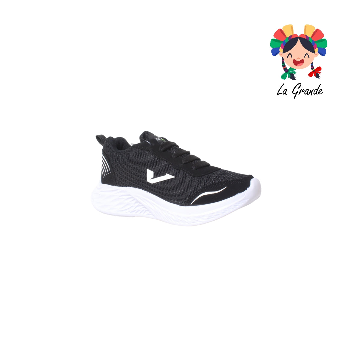 07 KIEV Negro Blanco Tenis Deportivo para Niña y Niño