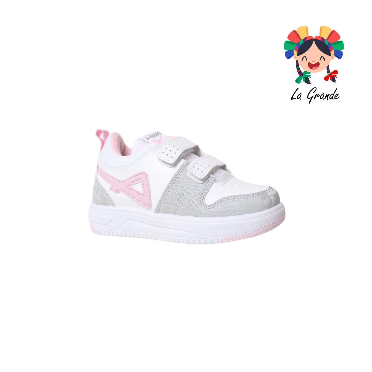 380 PICHUS Bco Gris Rosa Sint Tenis Casual para Niña