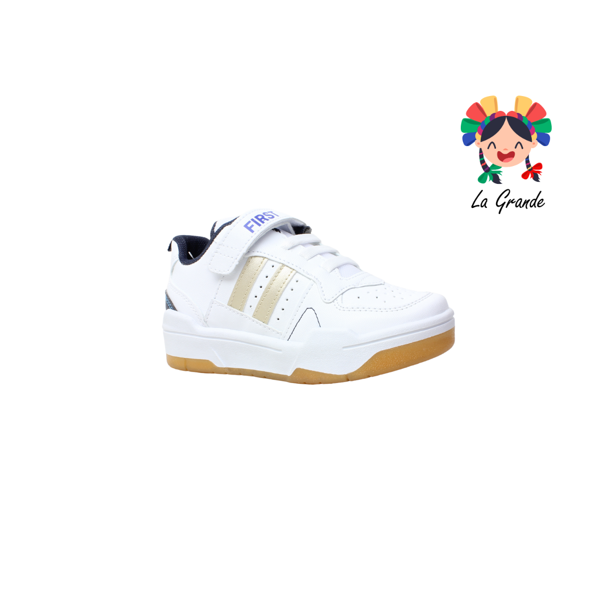 10000 FIRST Blanco Oro Sint Tenis Casual para Niña y Niño