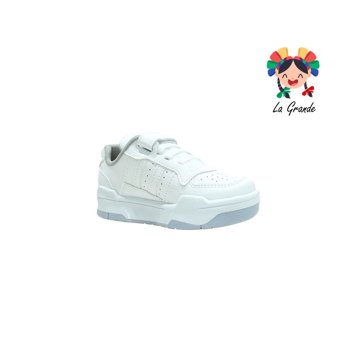 10000 FIRST Bco Bco Plata Sint Tenis Escolar para Niña y Niño