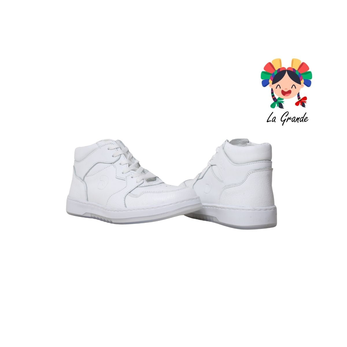 10005 DOGI Blanco Piel Tenis Escolar para Niña, Niño, Dama y Joven