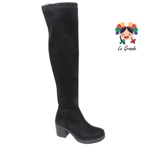 1000 TOP 5 Negro Gamuza Bota Alta para Dama