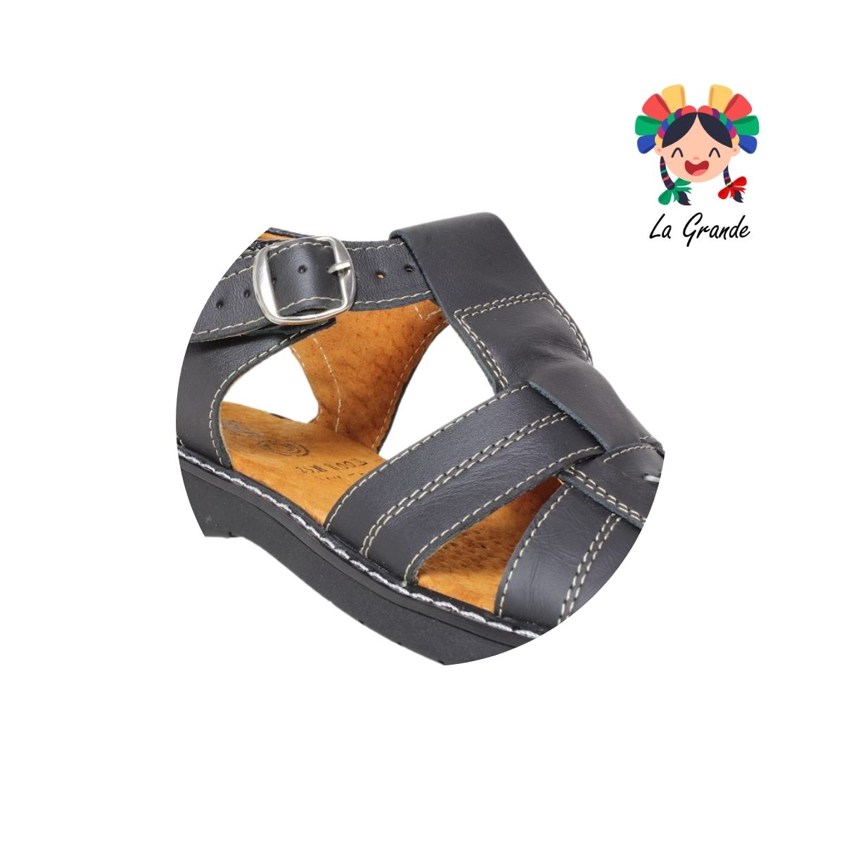 100 MOMISH Negro Piel Huarache para Joven y Caballero