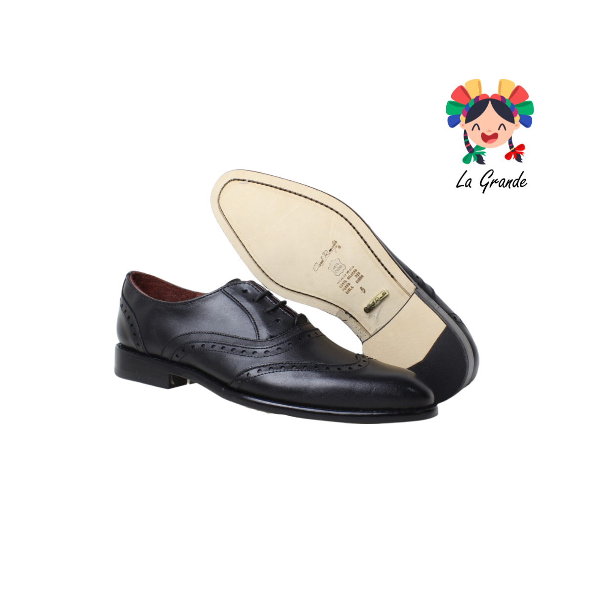 1018 CARLO RONALDI Negro Piel Zapato Casual con Suela de Cuero para Caballero