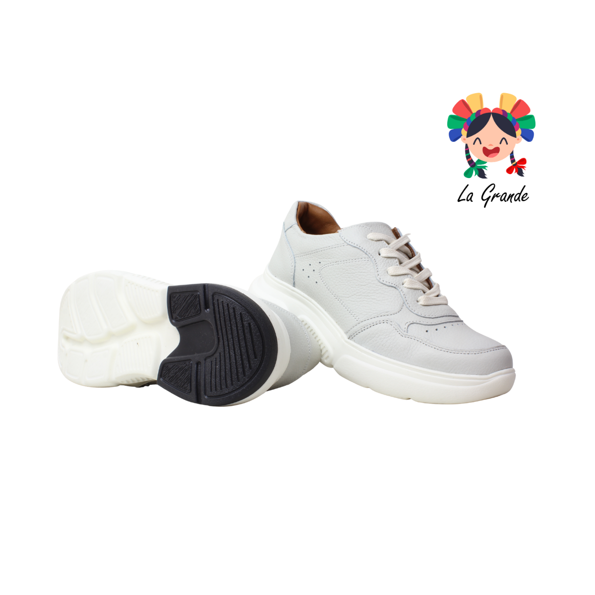 NU002 DOGI Blanco Gris Piel Tenis Casual para Dama y Joven