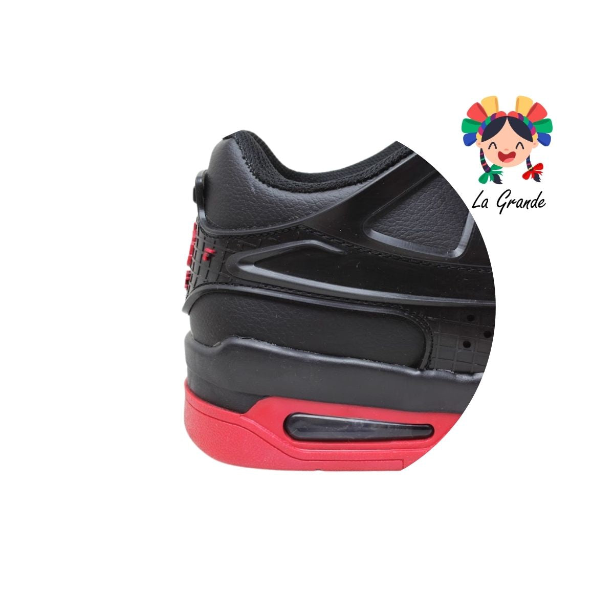 1027 HARMAN Negro Rojo Tenis Casual para Dama y Joven