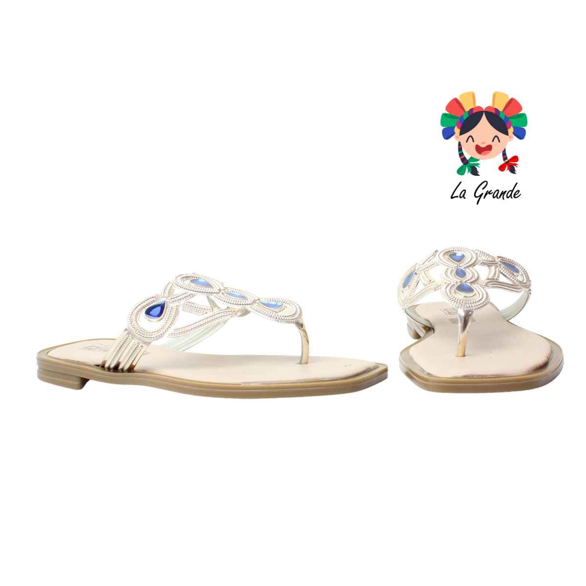 102 TZI-TZI Oro Sintético Sandalia Casual para Dama