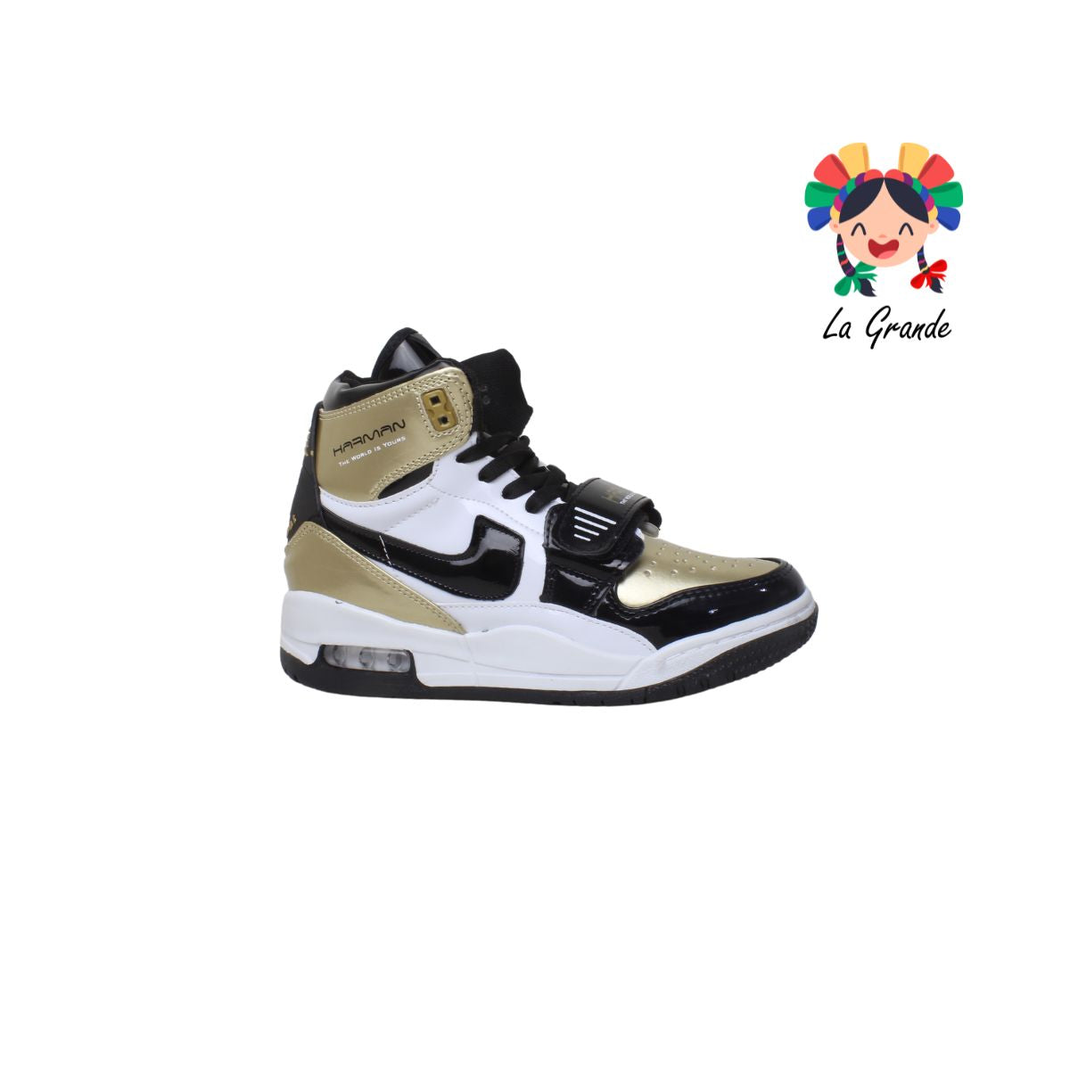 1032 HARMAN Bco Ngo Oro Tenis Casual para Dama y Joven