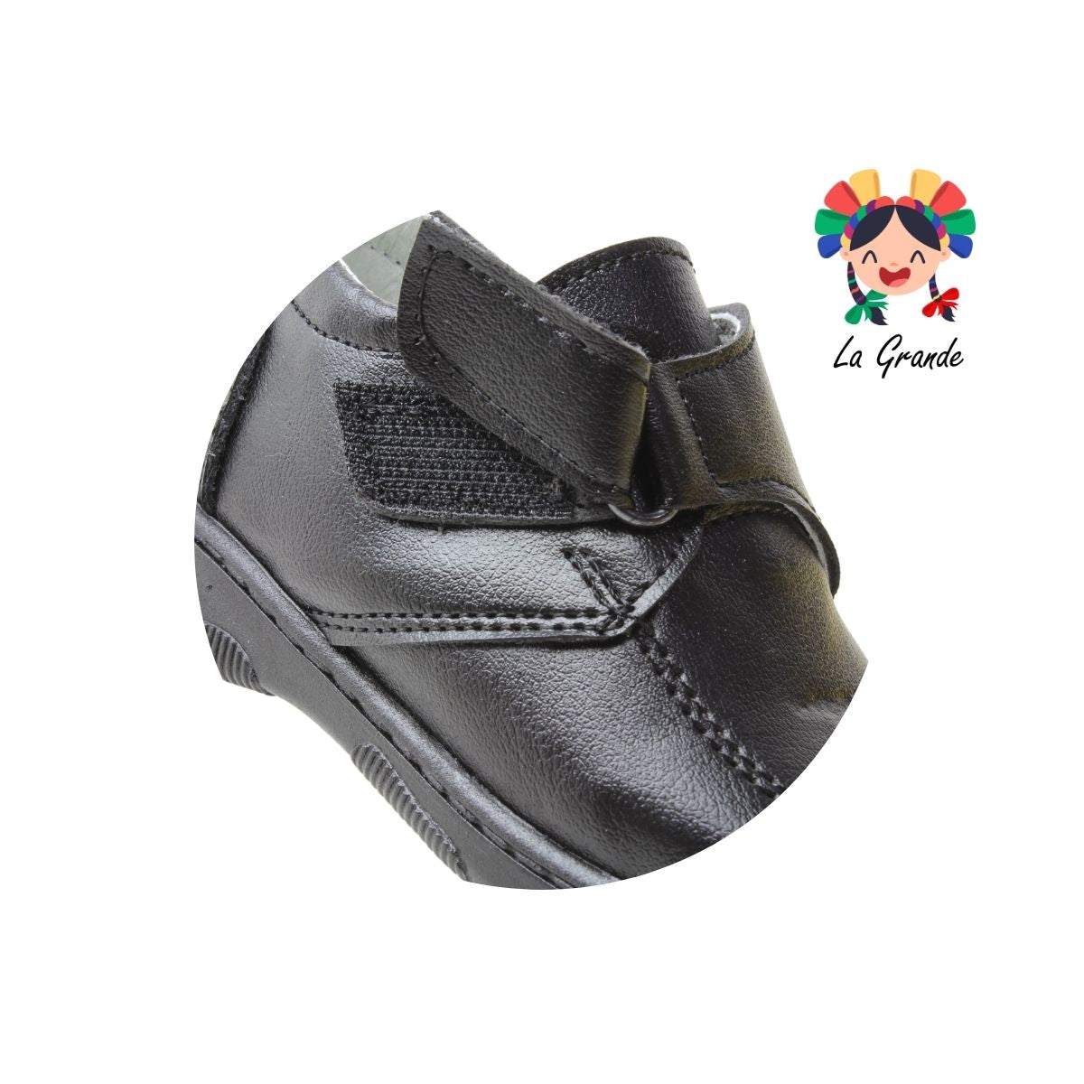 1040 CORAJITO Negro Piel Zapato Escolar para Bebé