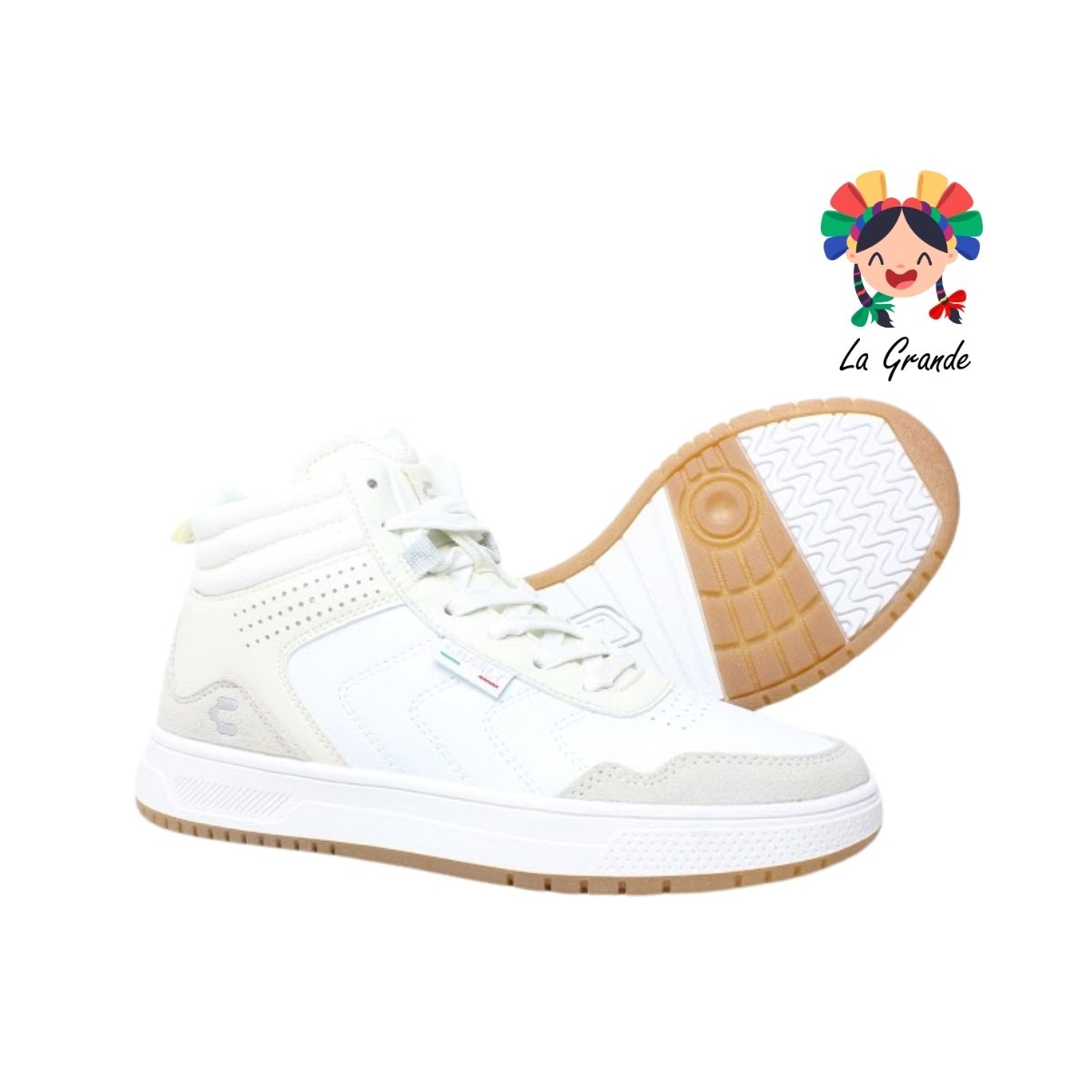 1050571 CHARLY Blanco Beige Tenis Casual para Dama, Joven y Caballero