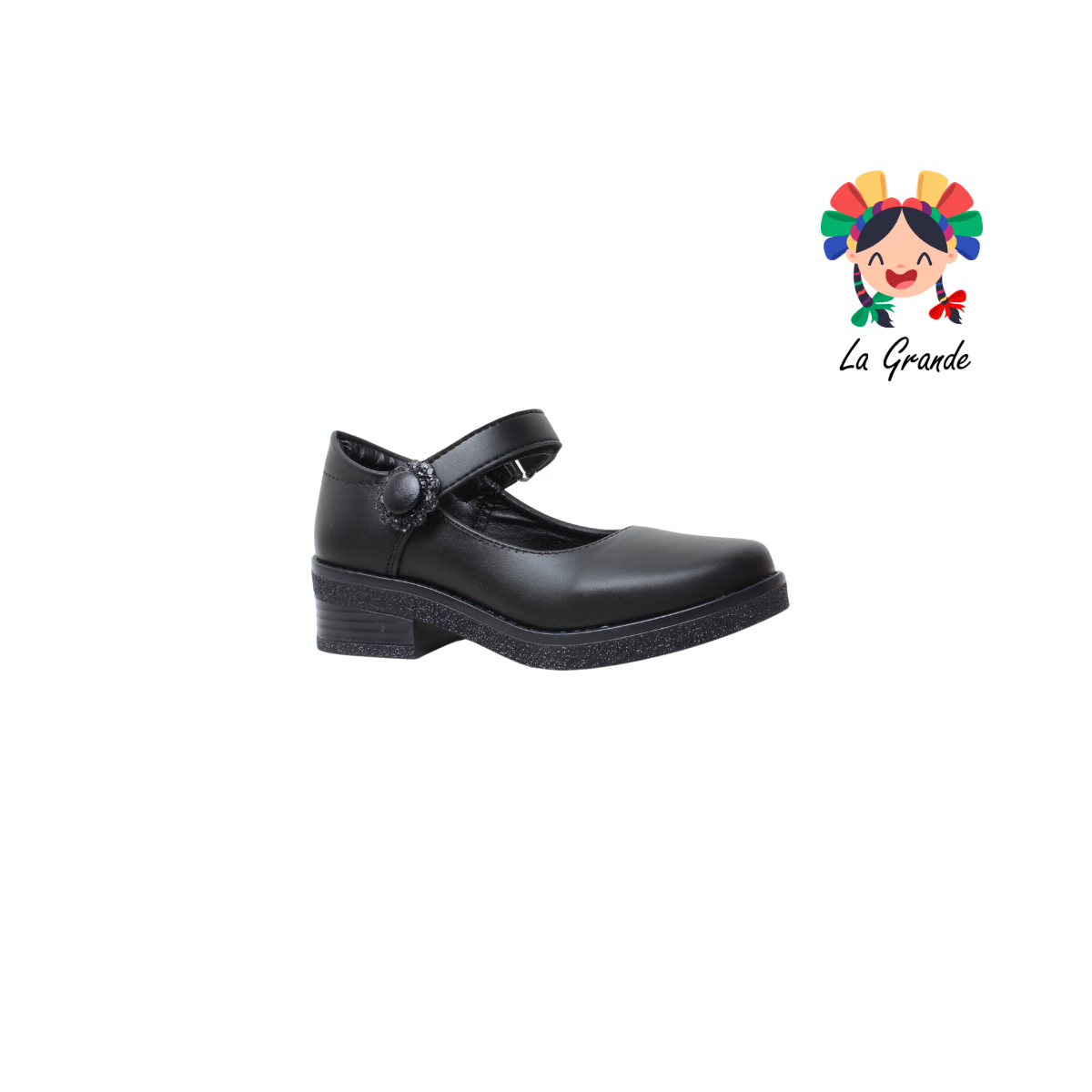 105 DULCE CEREZA Negro Sintético Zapato Escolar para Niña