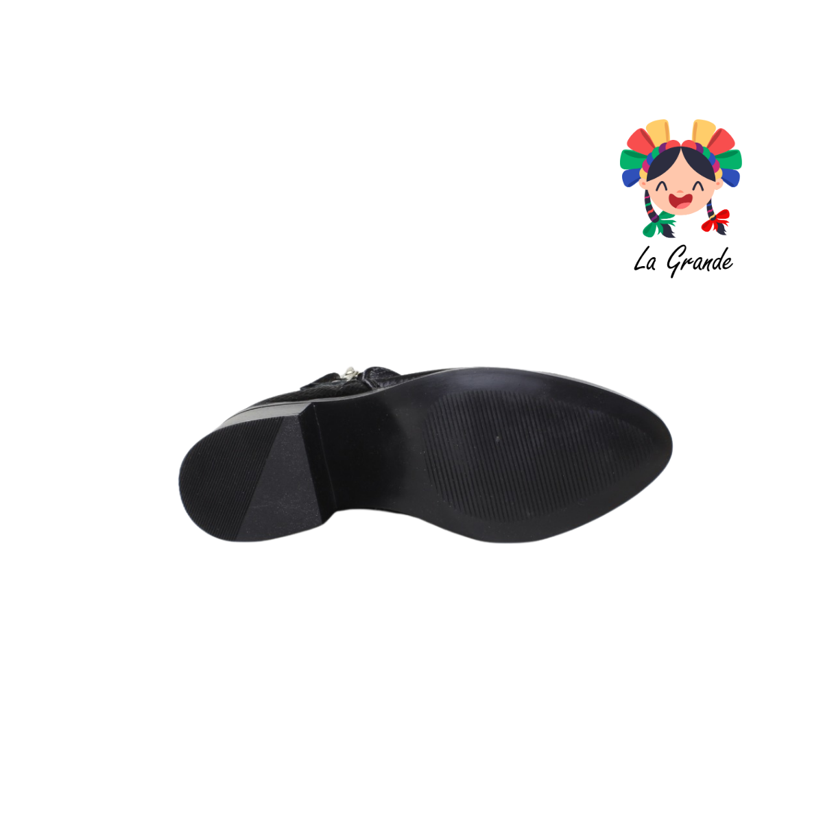 105 LEOPATRIA Negro Piel Bota con Hebilla para Dama