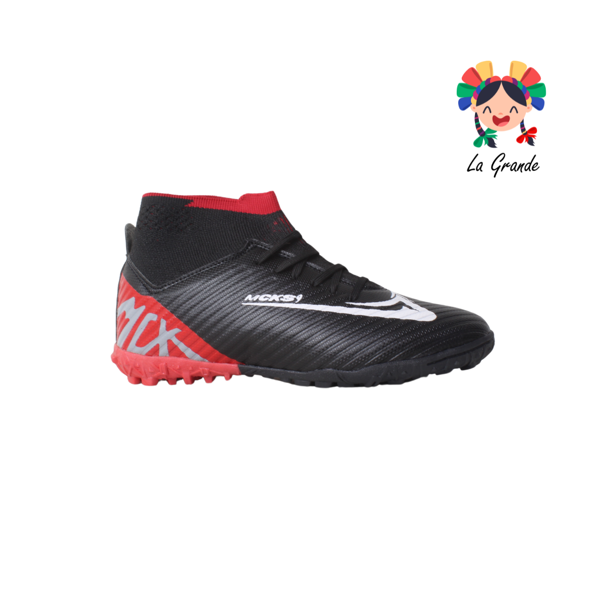 106 MAYCKERS Negro Rojo Sint Tenis con Calcetin de Fútbol para Joven y Caballero