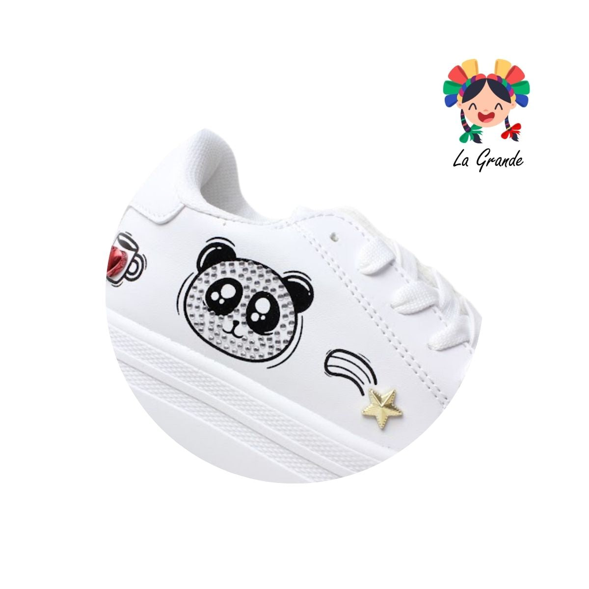 1080 CHAMPS Blanco Panda Tenis Casual para Niña y Dama