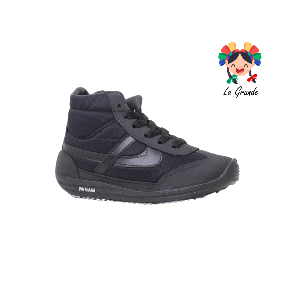 1085 PANAM Negro Textil Tenis Casual Original para Dama,Joven y Caballero