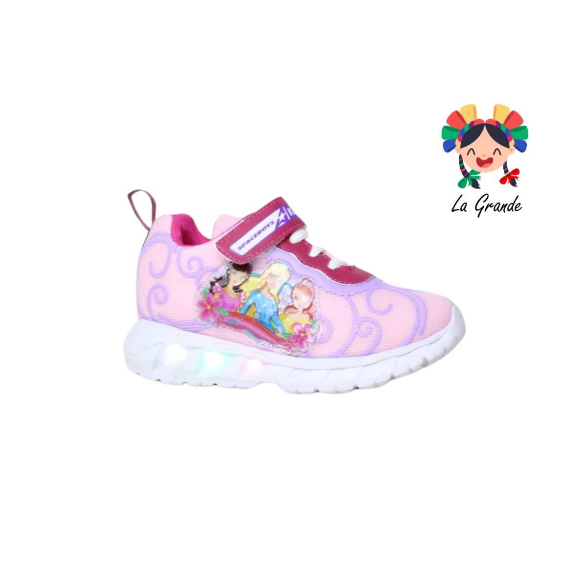 10 SPACE BOYS Rosa Fiusha Sint Tenis Casual con Luces Led para Niña