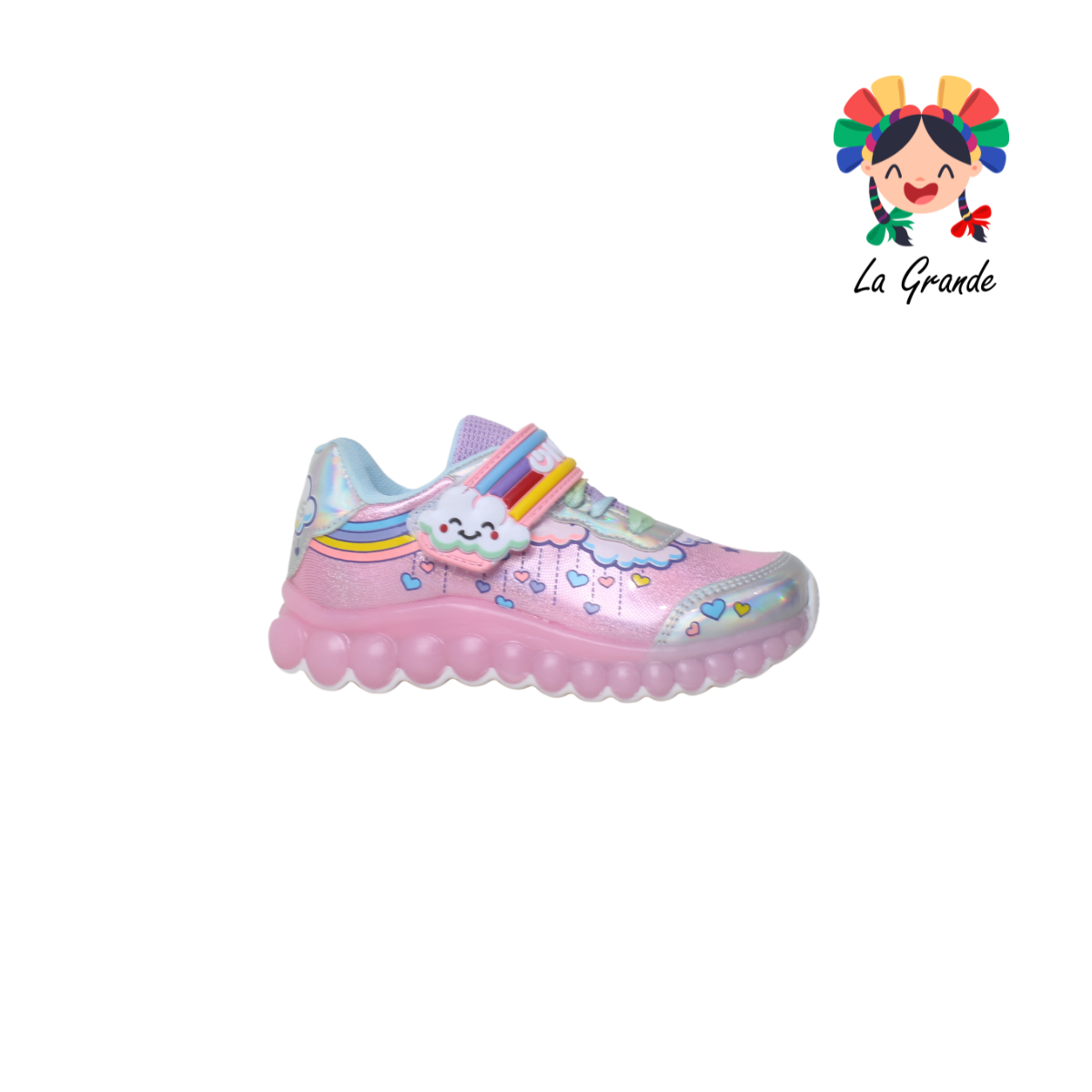 110 ON KIDS Nube Glitter Plata Sint Tenis Casual con Luz Led para Niña