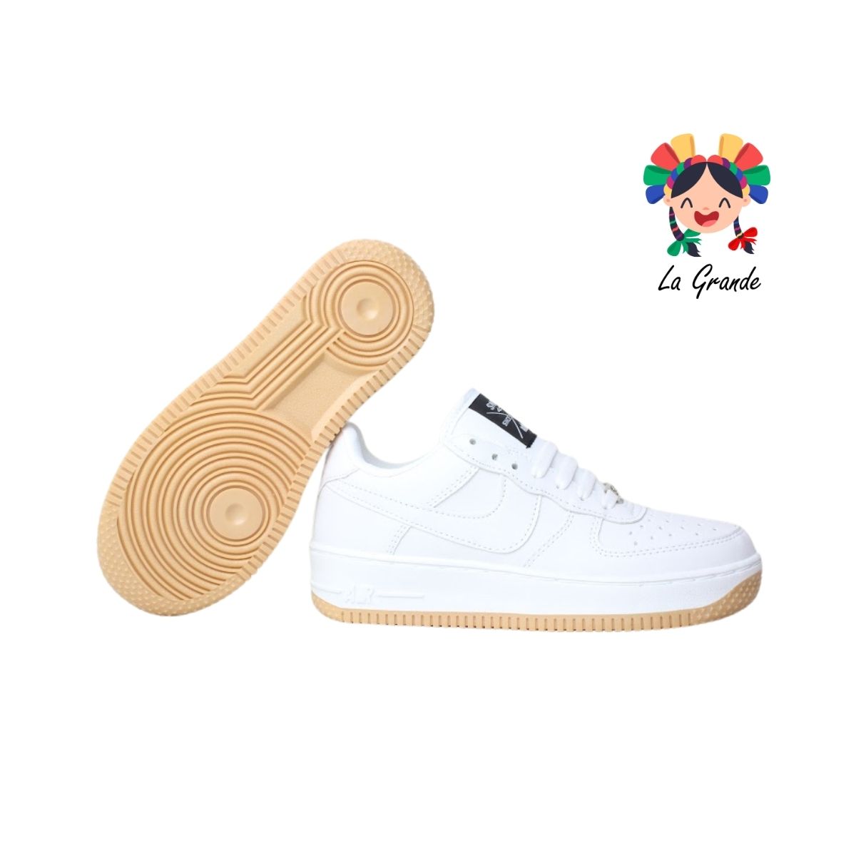 110 SNIK Blanco Sintético Tenis Escolar para Dama y Joven