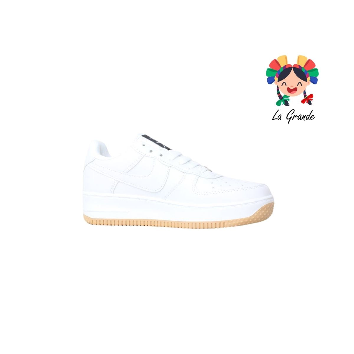 110 SNIK Blanco Sintético Tenis Escolar para Dama y Joven