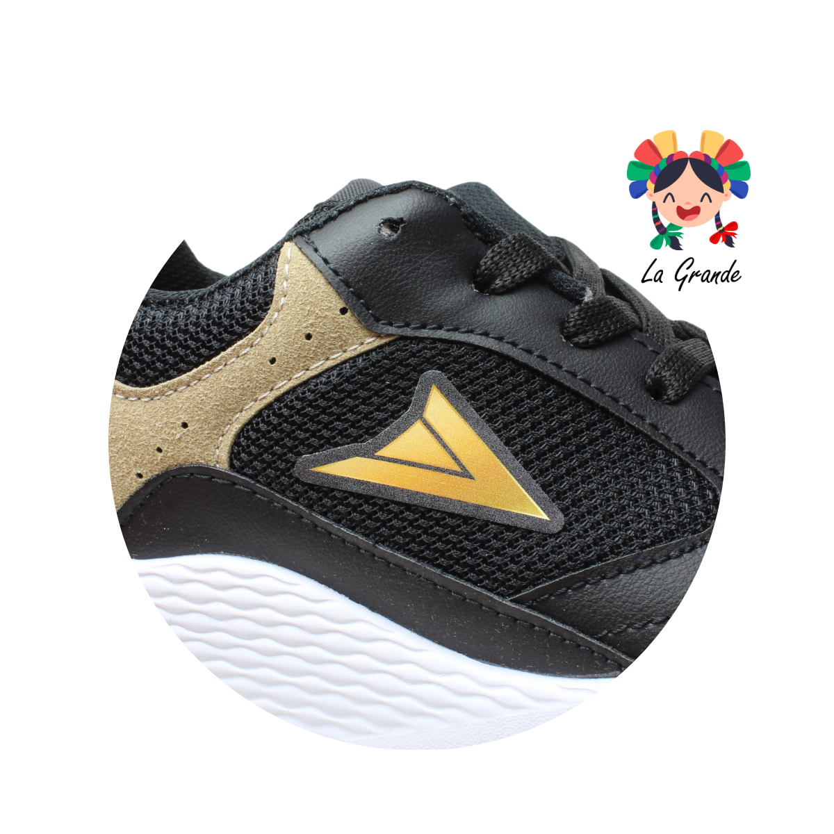 096 PRISMA Negro Camel Tenis Deportivo para Dama