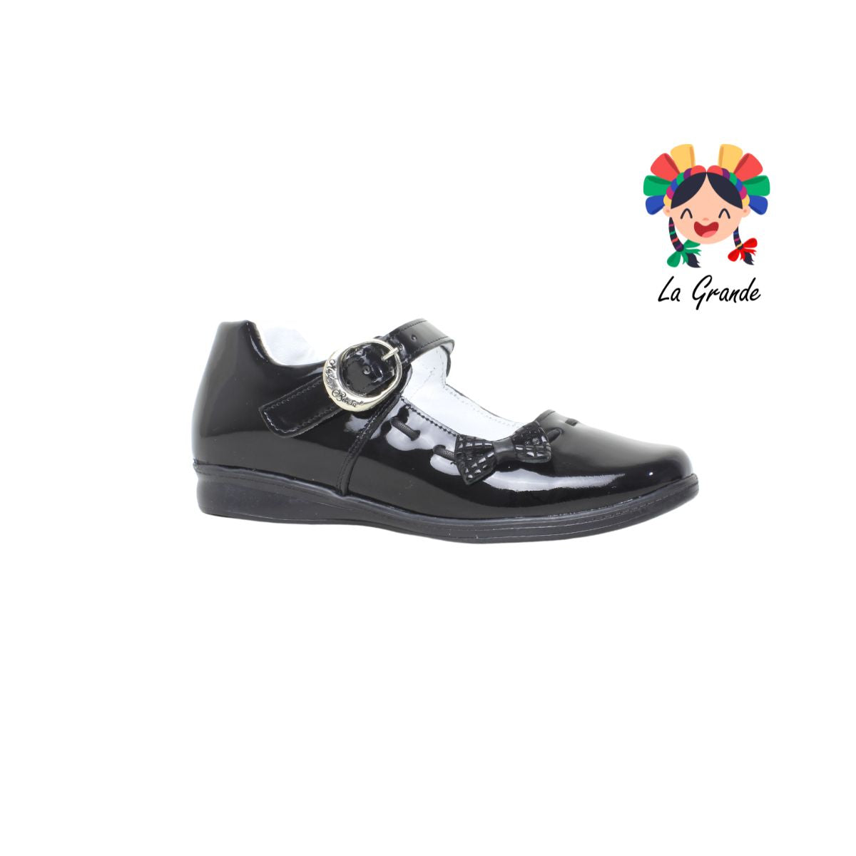 1144 MUJER BONITA Negro Charol Zapato Escolar para Niña y Dama