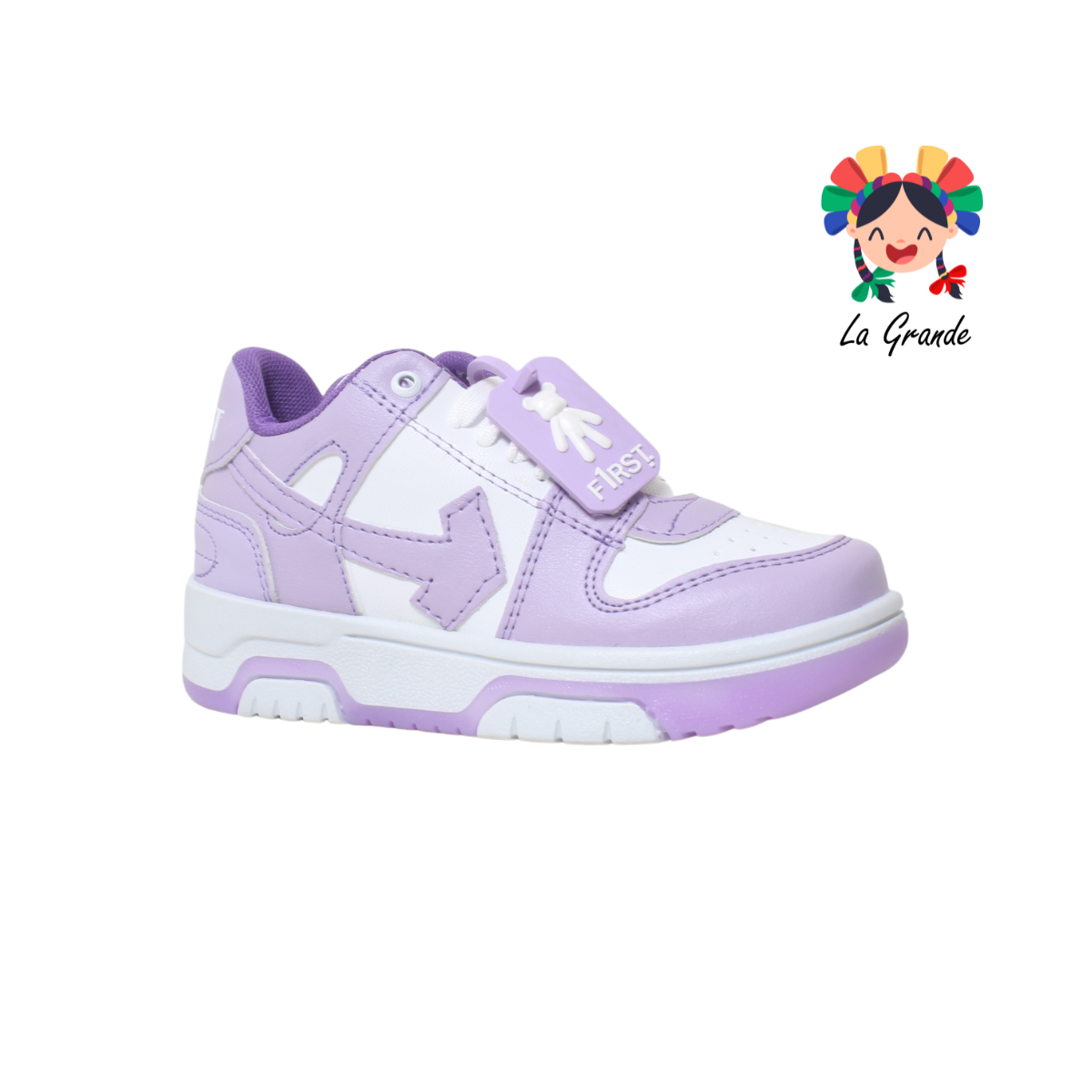 12000 FIRST Blanco Lila Sint Tenis Casual para Bebé y Niña