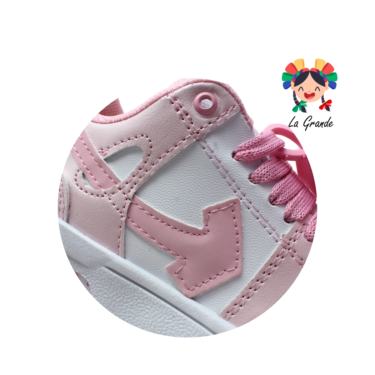 12000 FIRST Blanco Rosa S-Glitter Sint Tenis Casual para Niña