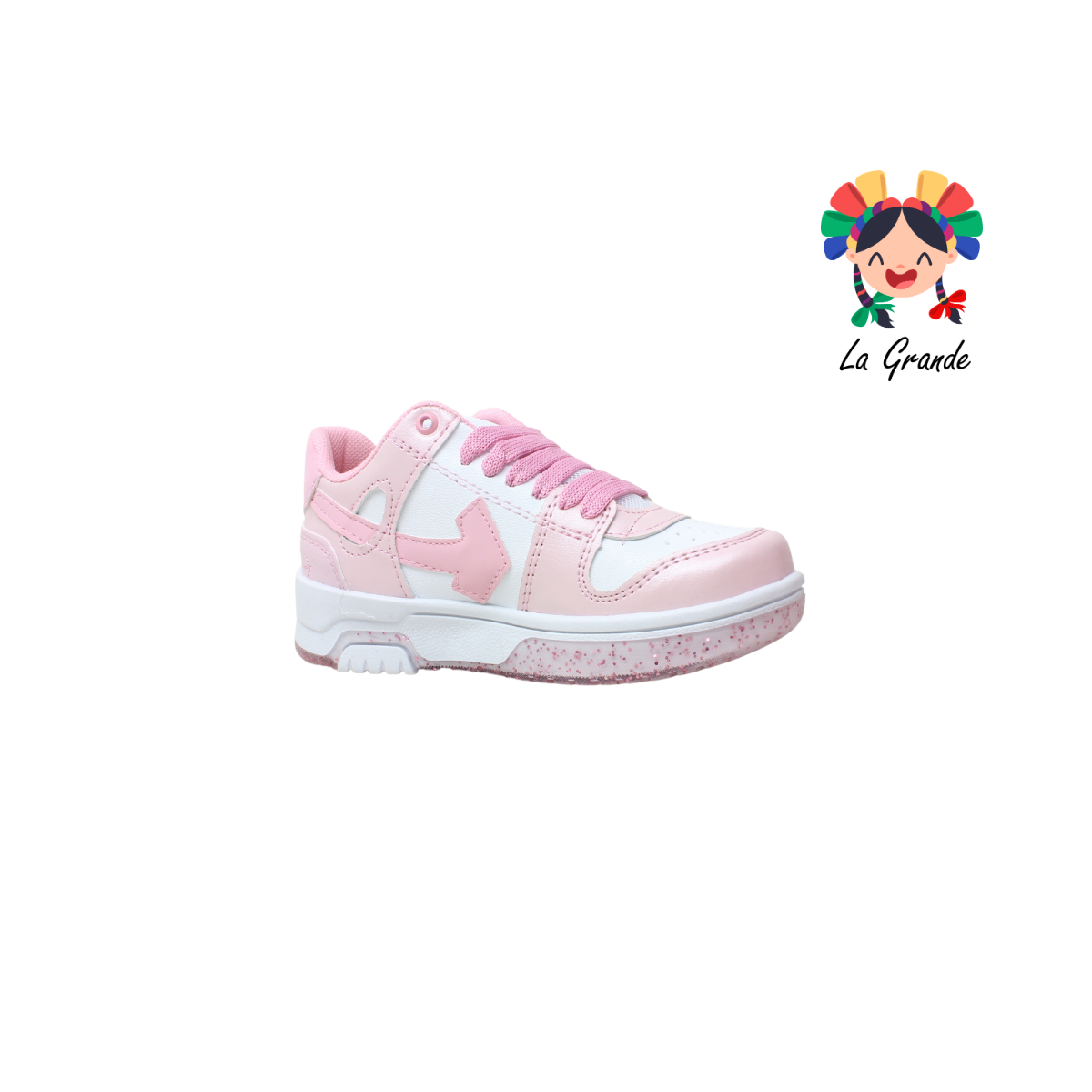 12000 FIRST Blanco Rosa S-Glitter Sint Tenis Casual para Niña