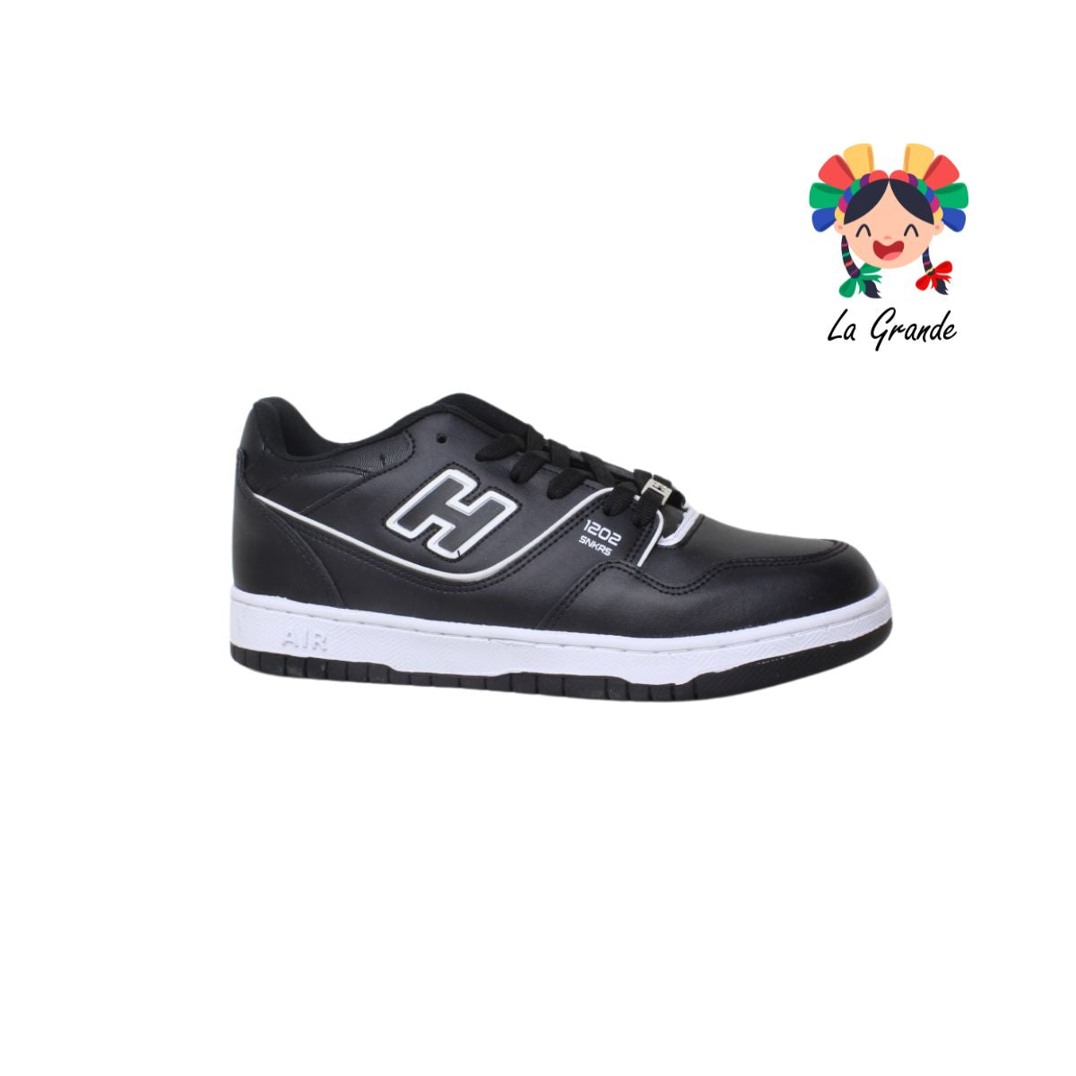 1202 H-GROSS Negro Blanco Piel Tenis Casual para Caballero