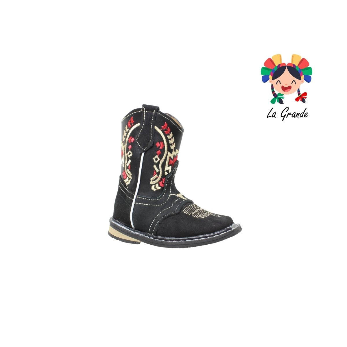 120 ARRIVEÑO Negro Piel Bota Vaquera para Bebé