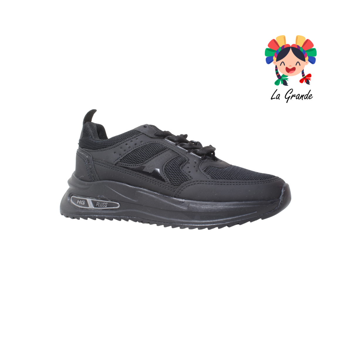 1210 H-GROSS Negro Negro Tenis Deportivo para Dama y Joven