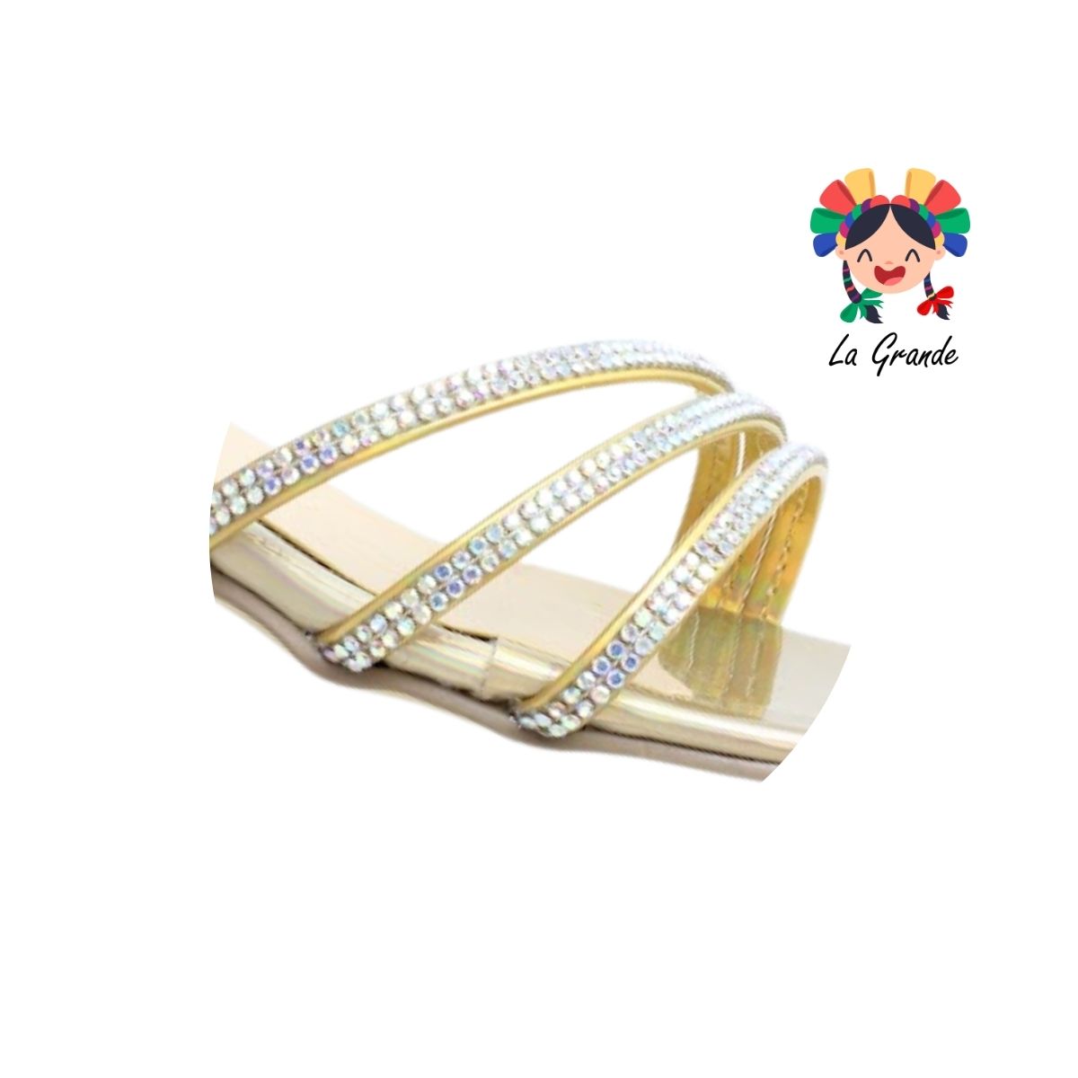 1210 KAROLINE Oro Salma Sandalia con Pedrería para Niña y Dama