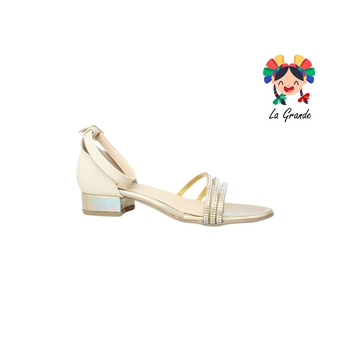1210 KAROLINE Oro Salma Sandalia con Pedrería para Niña y Dama