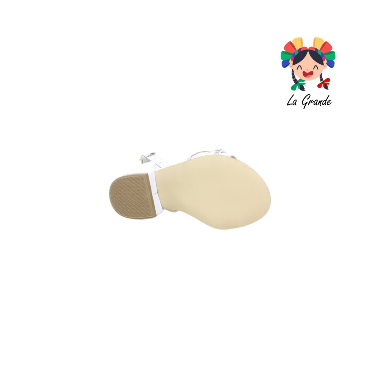 1212 KAROLINE Blanco Cabra Sandalia con Piedras para Niña