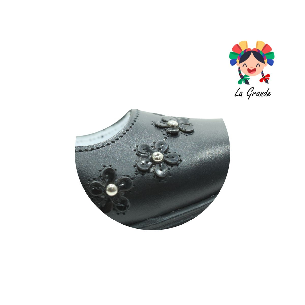 1216 MUJER BONITA Negro Piel Zapato Escolar para Niña
