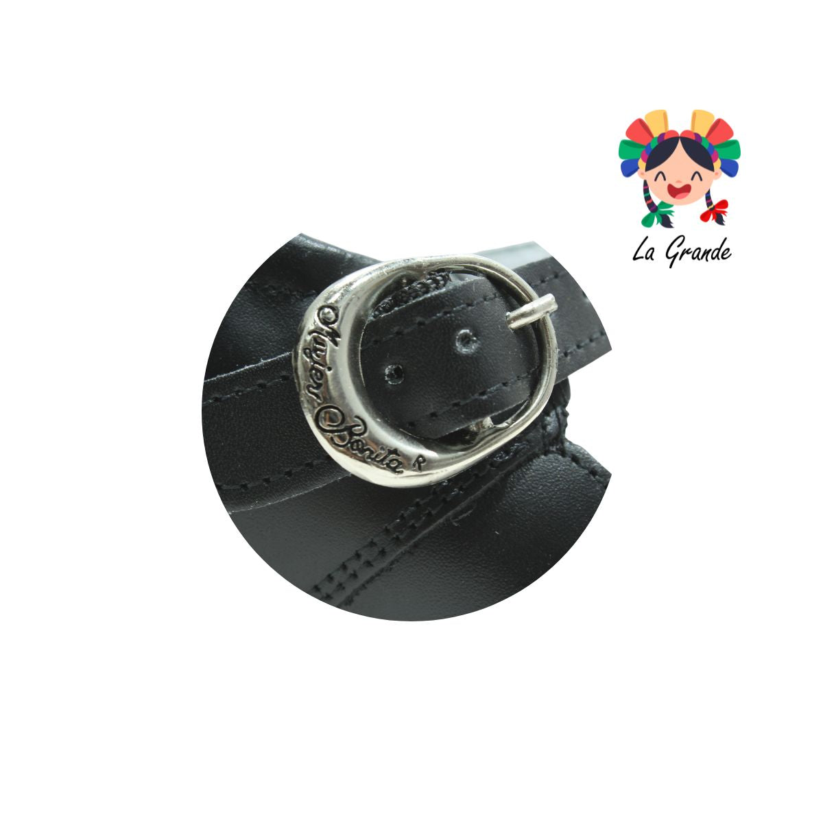 1216 MUJER BONITA Negro Piel Zapato Escolar para Niña
