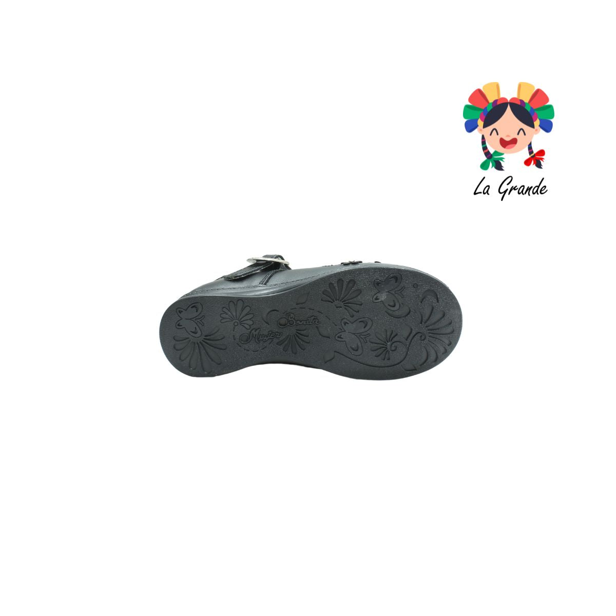 1216 MUJER BONITA Negro Piel Zapato Escolar para Niña