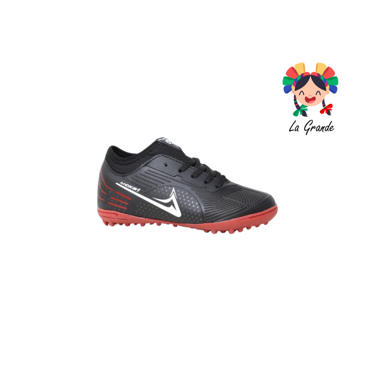 1219 MAYCKERS Negro Rojo Sint Tenis de Fútbol Rápido para Niño, Joven y Caballero